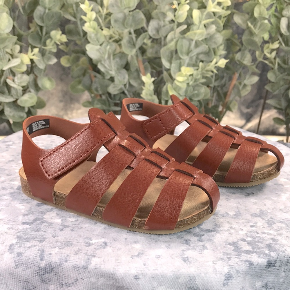Wonder Nation Boys (Toddler) 6M Lt. Brown Velcro Sandals☀️Brand NEW Condition☀️